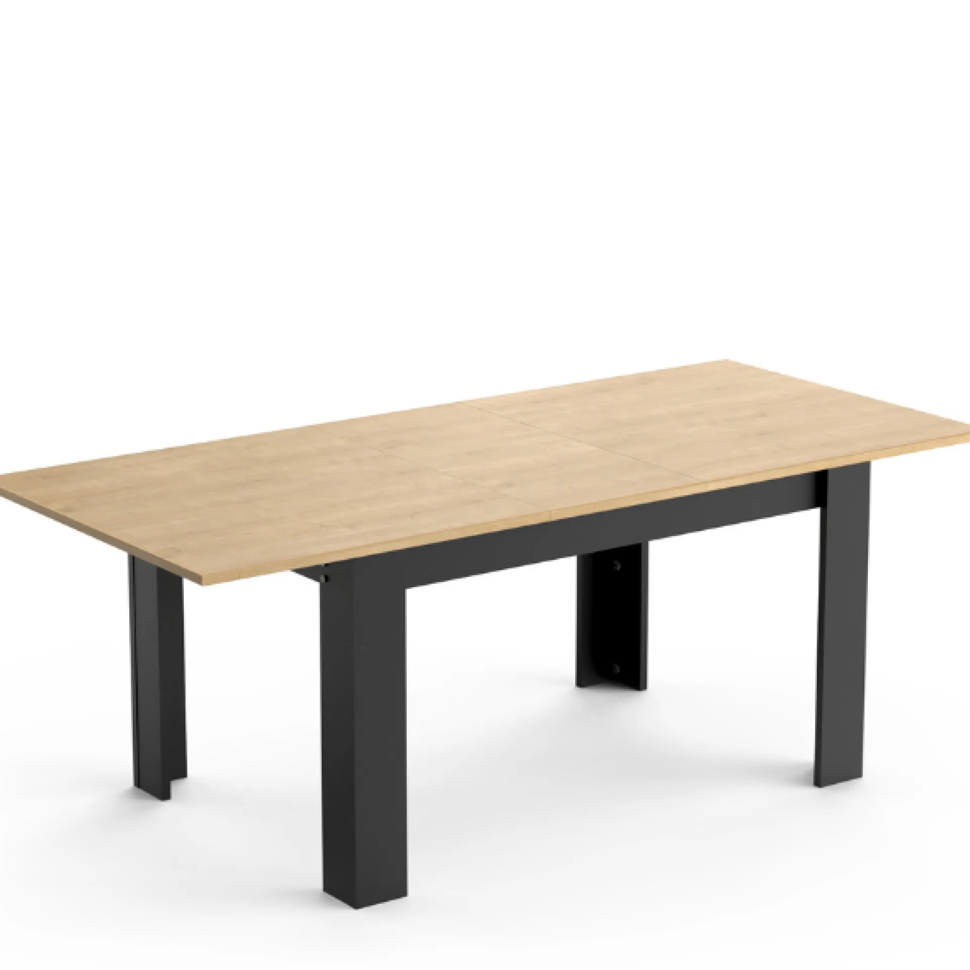 CBA Craig Ausziehbarer Esstisch 160/200 x 90 cm-Hamilton Eiche/Mattschwarz