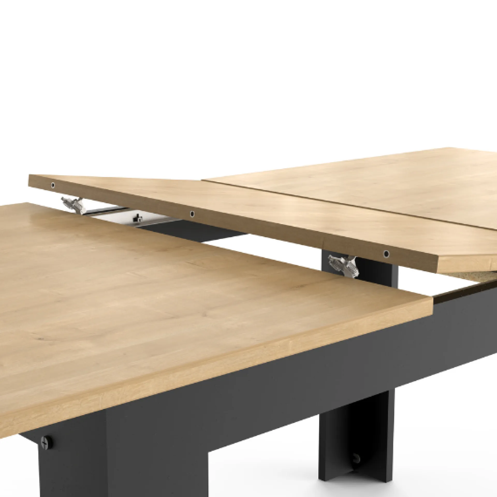 CBA Craig Ausziehbarer Esstisch 160/200 x 90 cm-Hamilton Eiche/Mattschwarz