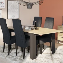 CBA Craig Ausziehbarer Esstisch 160/200 x 90 cm-Hamilton Eiche/Mattschwarz