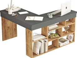 Emob CT5 Schreibtisch | 100 % MELAMIN | Atlantische Kiefer, Anthrazit
