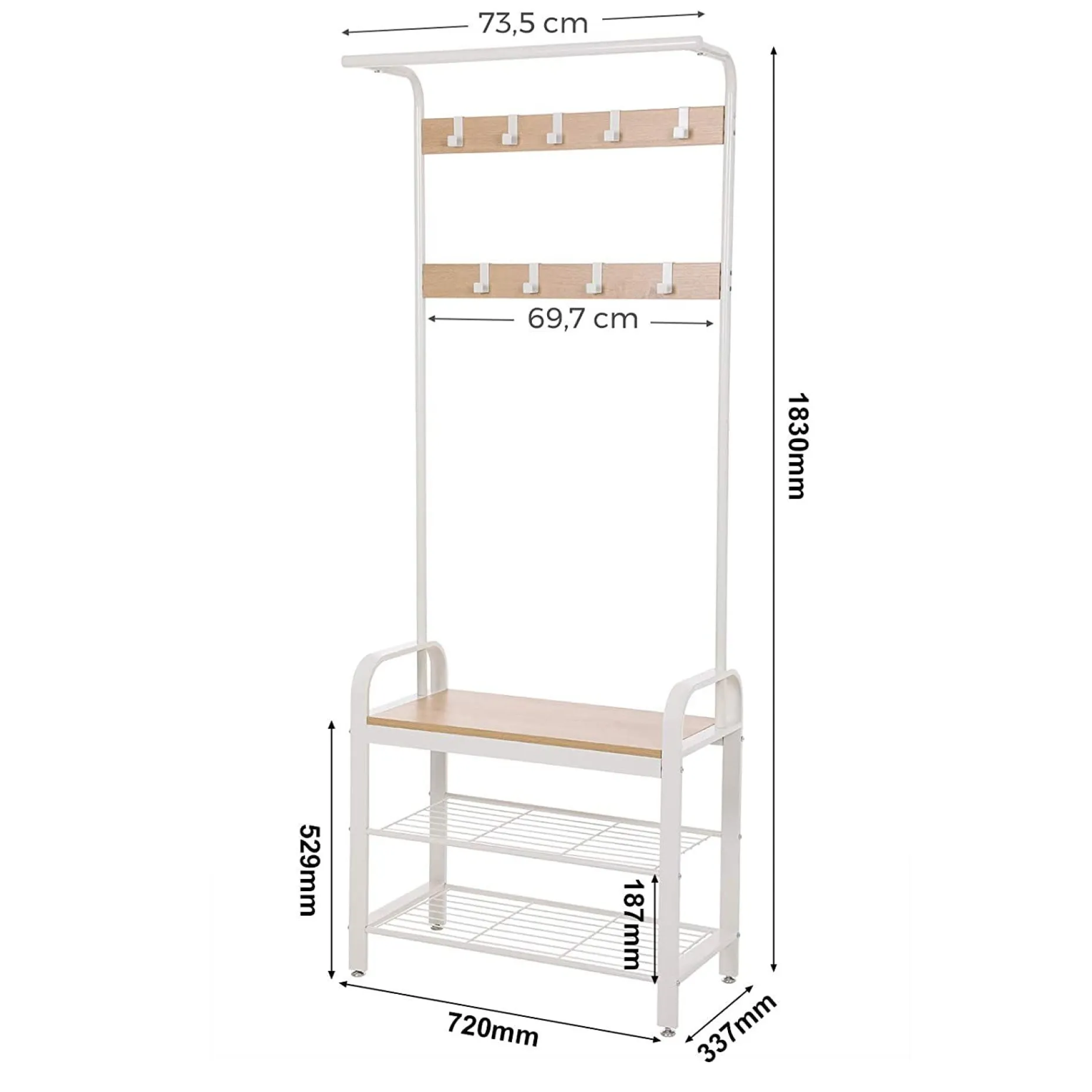 Dago Garderobe - Eiche/Weiß