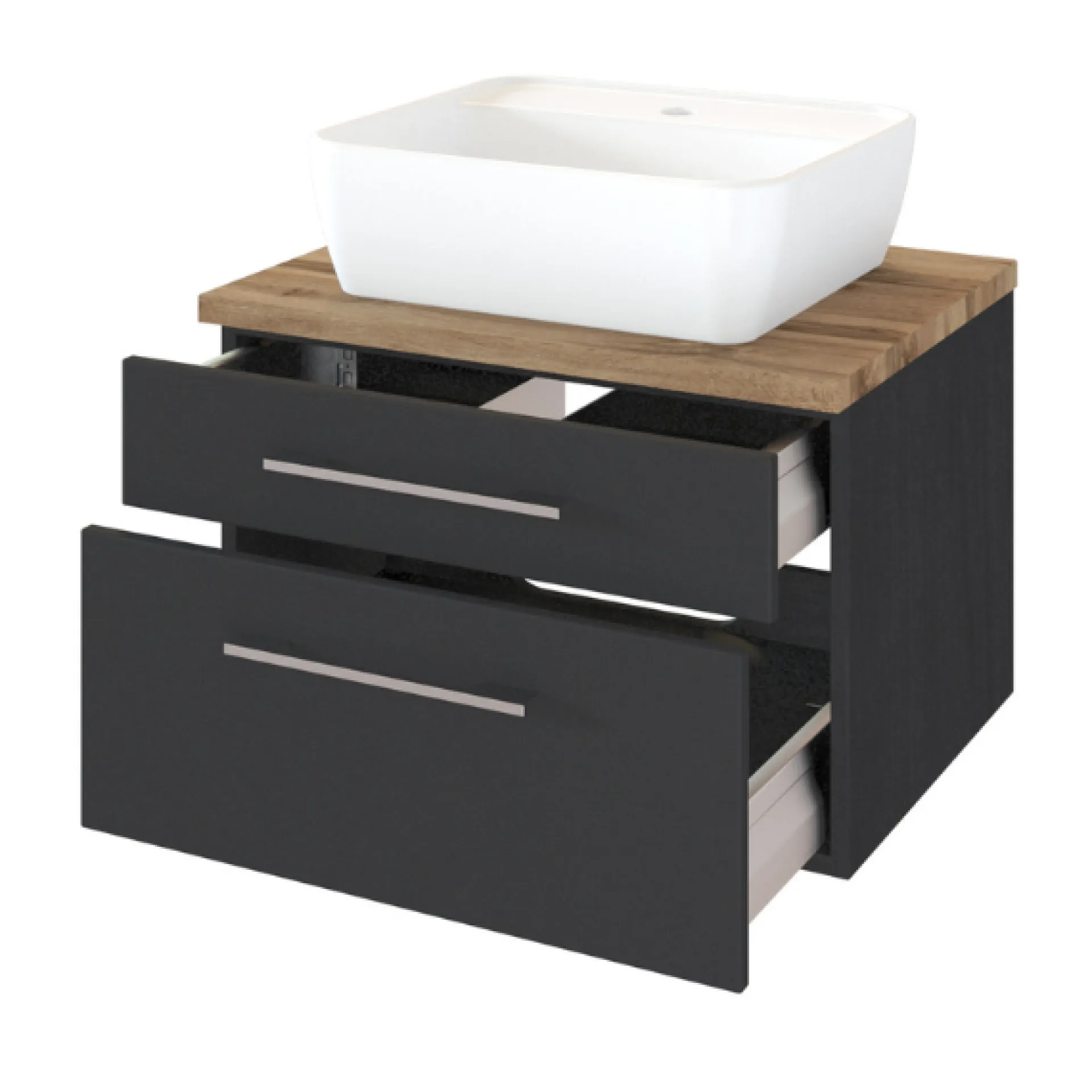 Held DasaBadezimmer : Säulenschrank, Spiegel, Waschtischunterschrank, Wandregale - graphitgrau