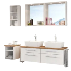 DasaBadezimmer : Wandregale, 2x Spiegel, Waschbeckenschrank - weiß