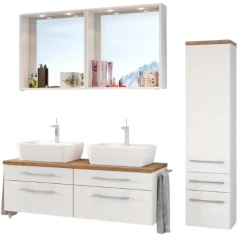 DasaBadezimmer : 2xs Spiegel, Waschbeckenschrank, Säulenschrank - weiß