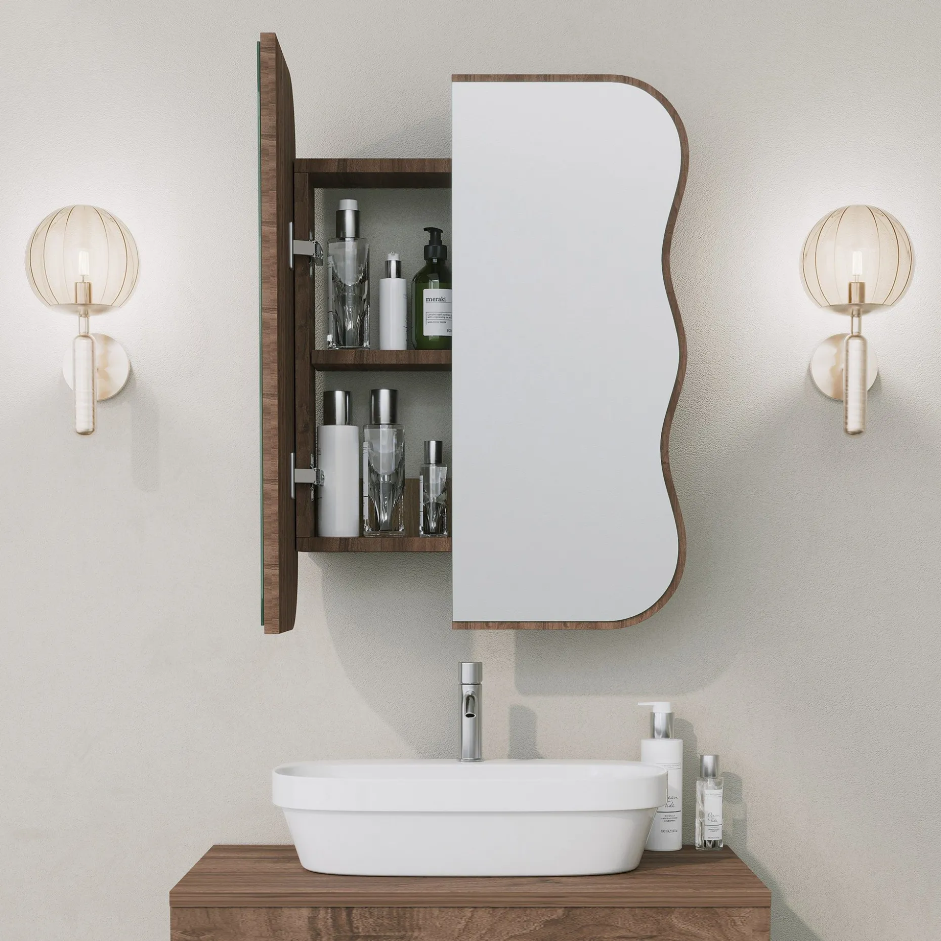 Day Dream Badezimmerschrank | 100 % Hartfaserplatte | Walnuss