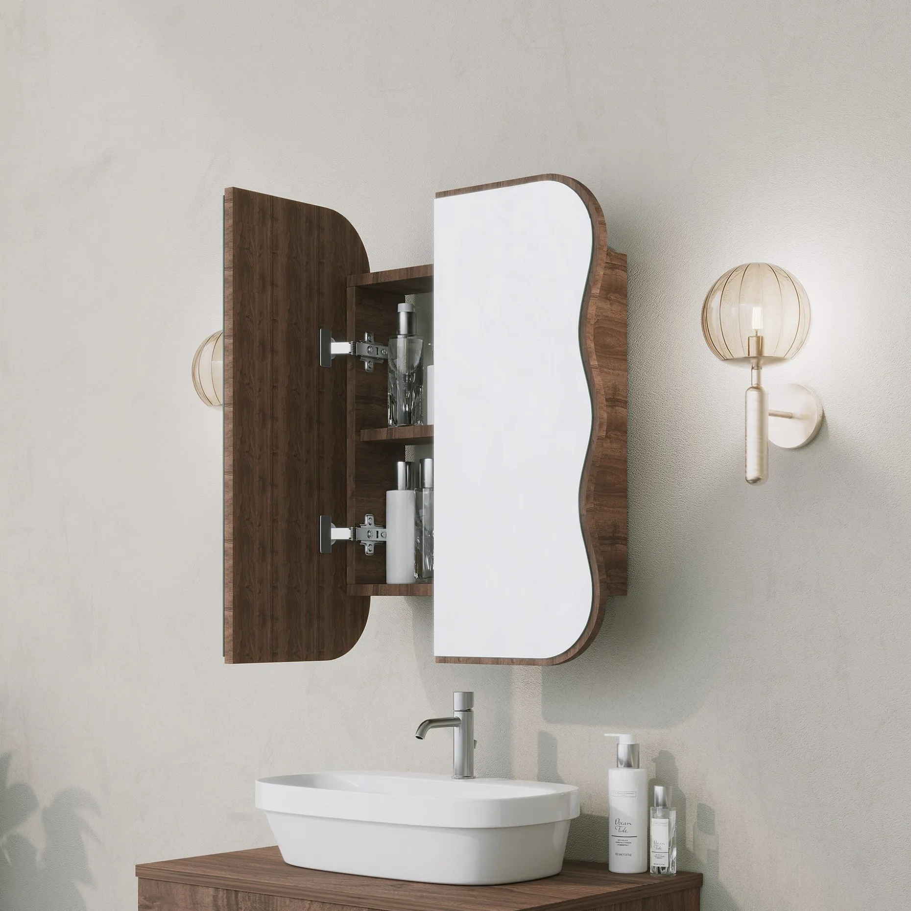 Day Dream Badezimmerschrank | 100 % Hartfaserplatte | Walnuss