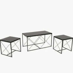 Emob Defne Couchtisch-Set | 100 % MELAMIN | , Schwarz