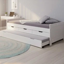 Desert Einzelbett 90x200cm mit Schubladen - weiß