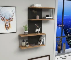 Destan Wandregal | 100% MELAMIN | Anthrazit, Eiche