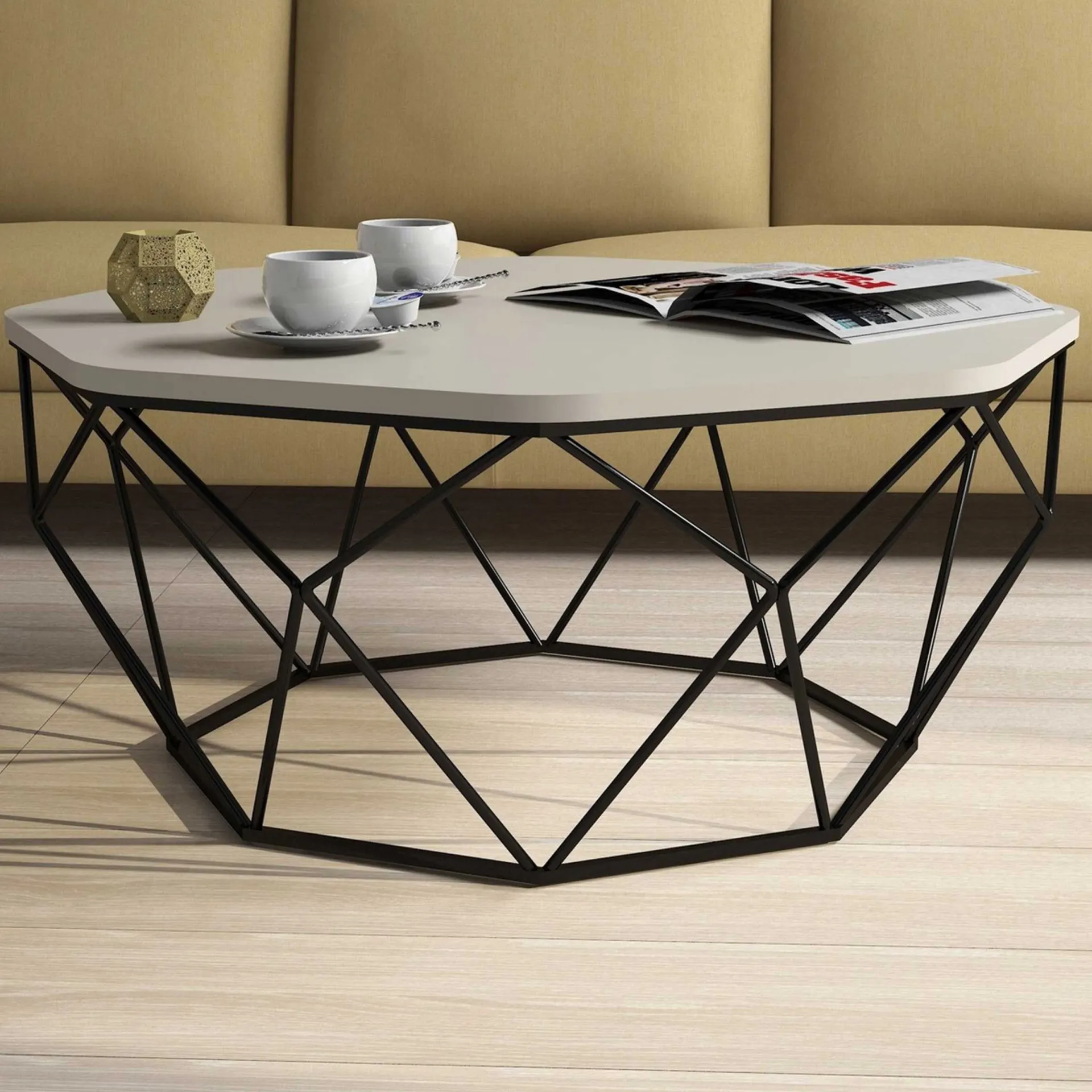 Emob Diamond Couchtisch | 100 % MELAMIN | Creme