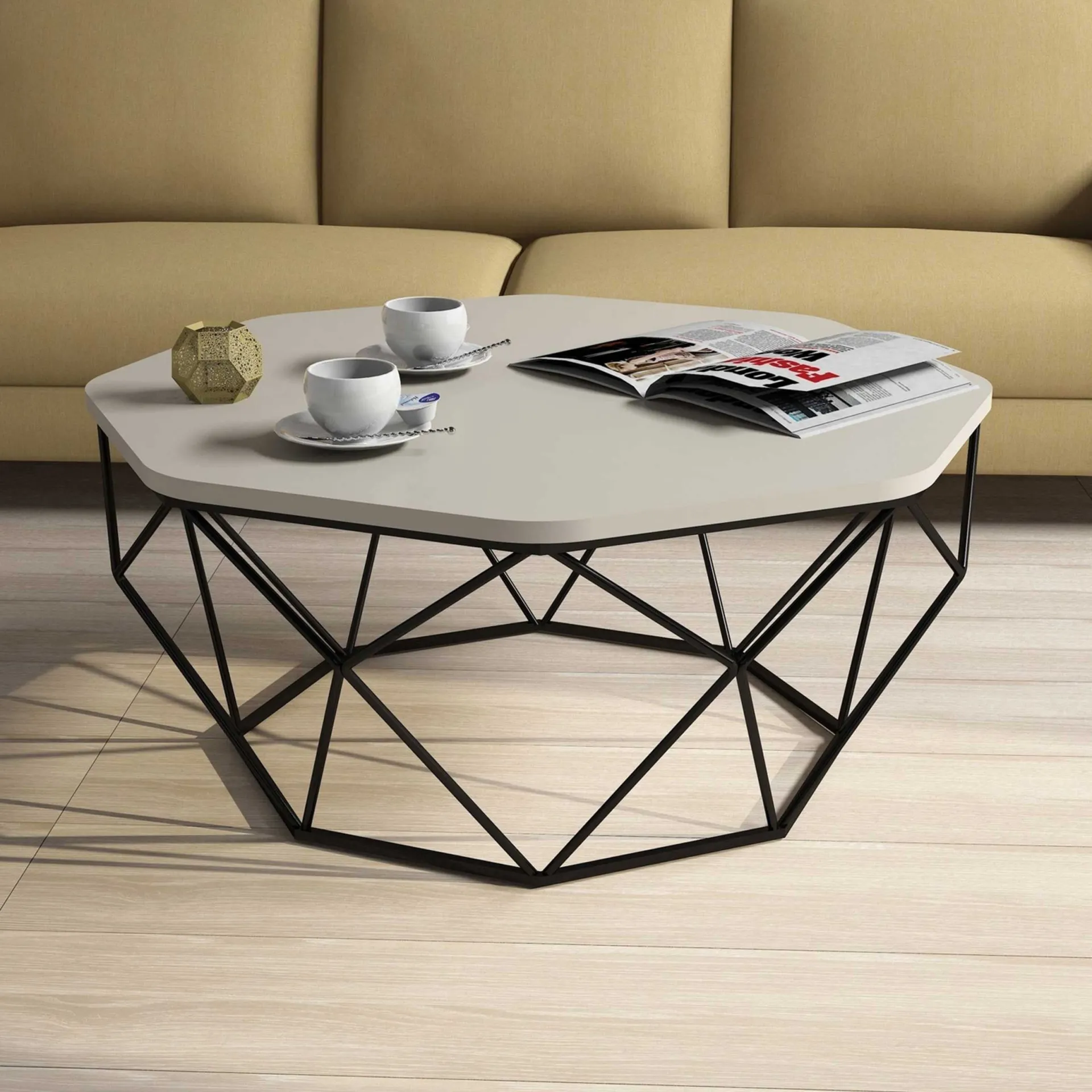 Emob Diamond Couchtisch | 100 % MELAMIN | Creme