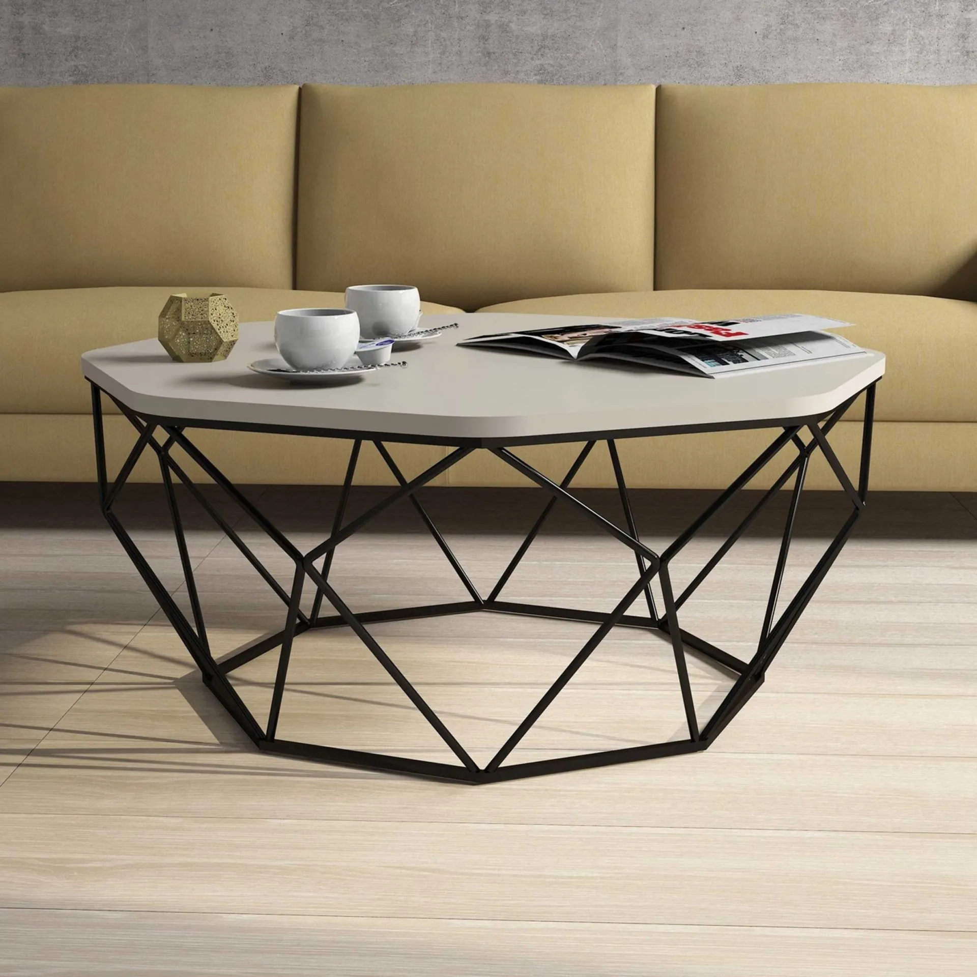 Emob Diamond Couchtisch | 100 % MELAMIN | Creme
