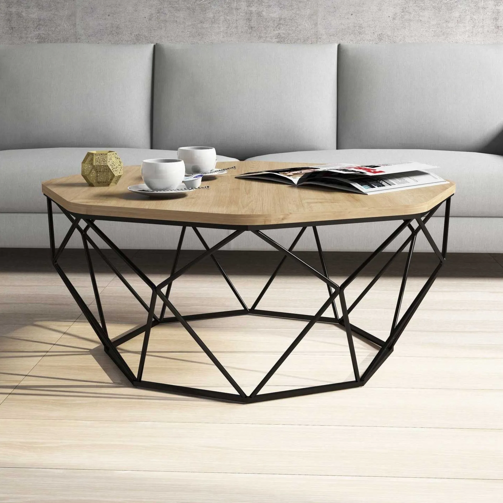 Emob Diamond Couchtisch | 100 % MELAMIN | Eiche