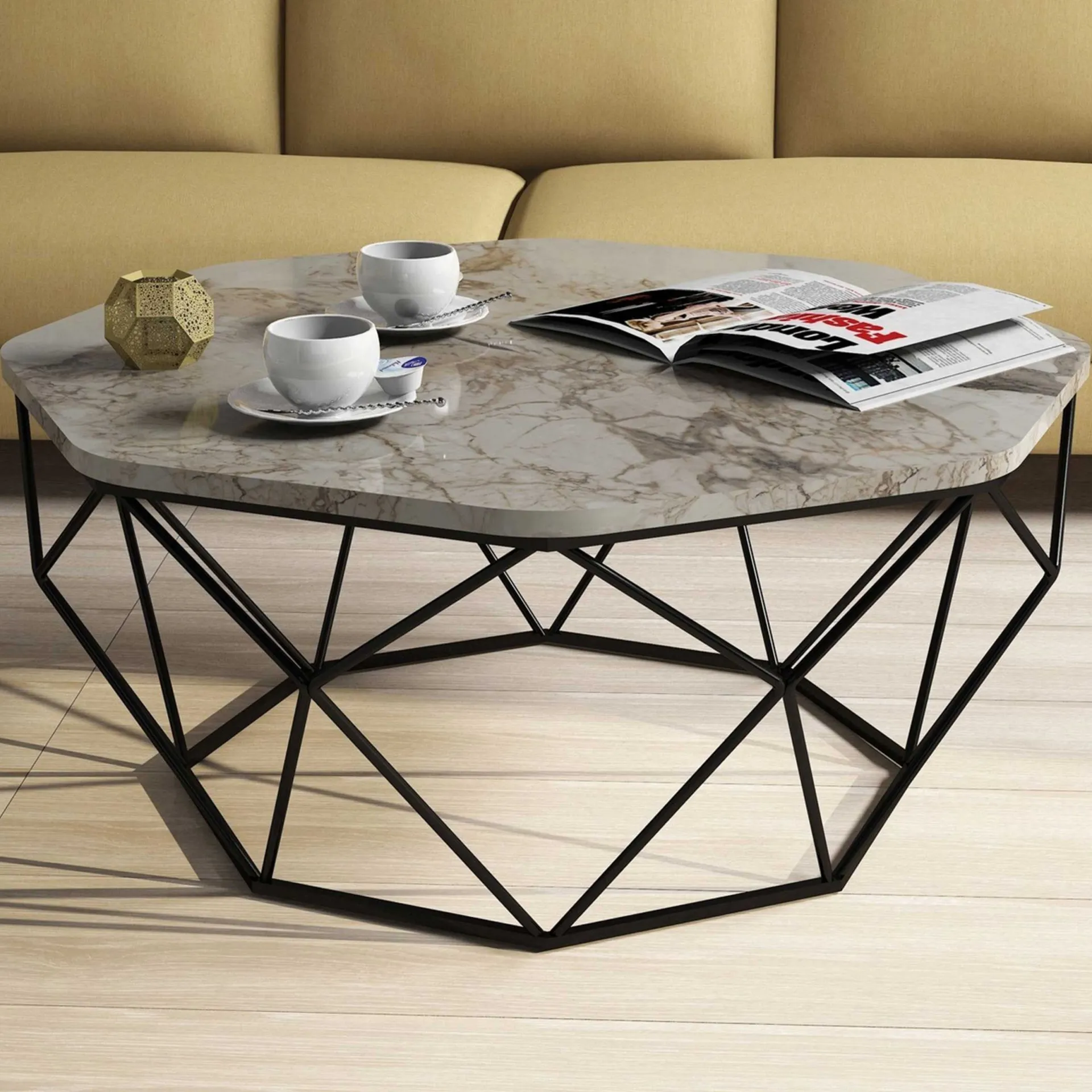 Emob Diamond Couchtisch | 100 % MELAMIN | Weiß