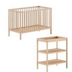 DinoBabyzimmer : Babybett 60x120cm und Wickeltisch - Kiefernholz