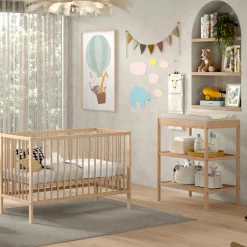 DinoBabyzimmer : Babybett 60x120cm und Wickeltisch - Kiefernholz