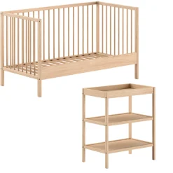 DinoKleinkindzimmer : Kleinkindbett 70x140cm und Wickeltisch - Kieferholz