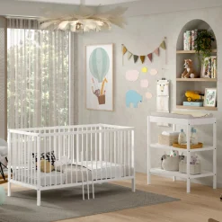DinoKleinkindzimmer : Kleinkindbett 70x140cm und Wickeltisch - Kiefer weiß