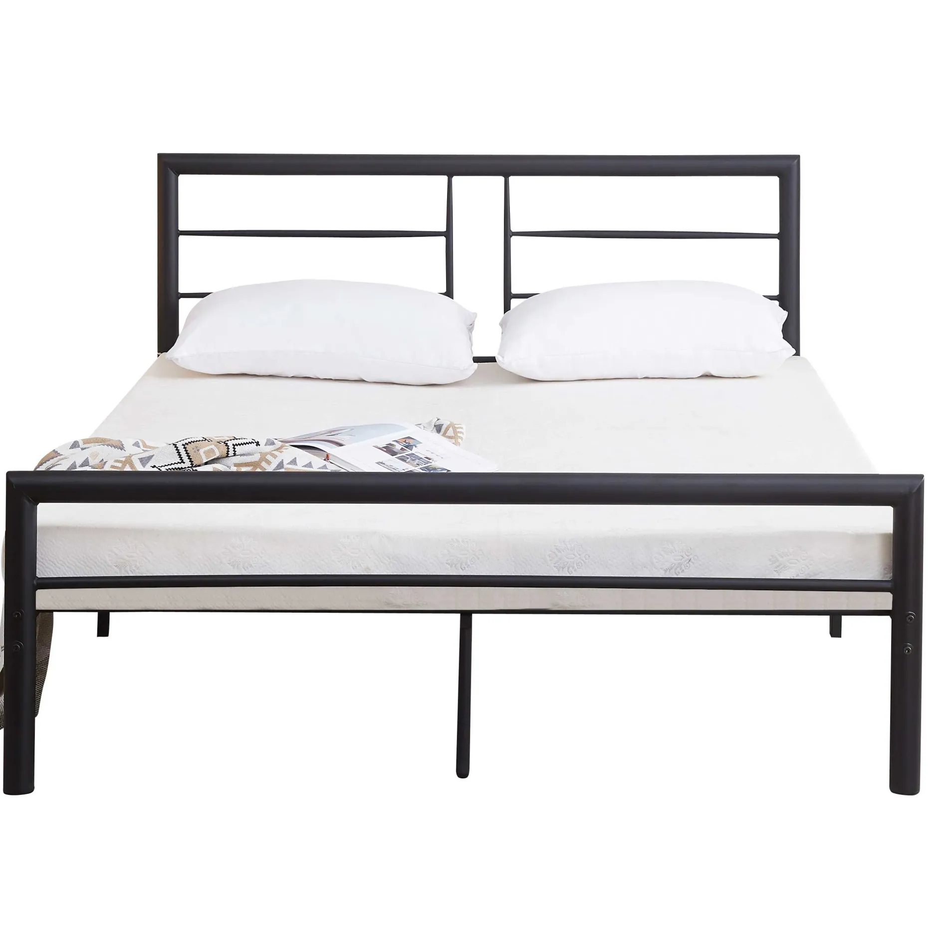 Dixon Metall-Doppelbett - 140x200cm - mattschwarz