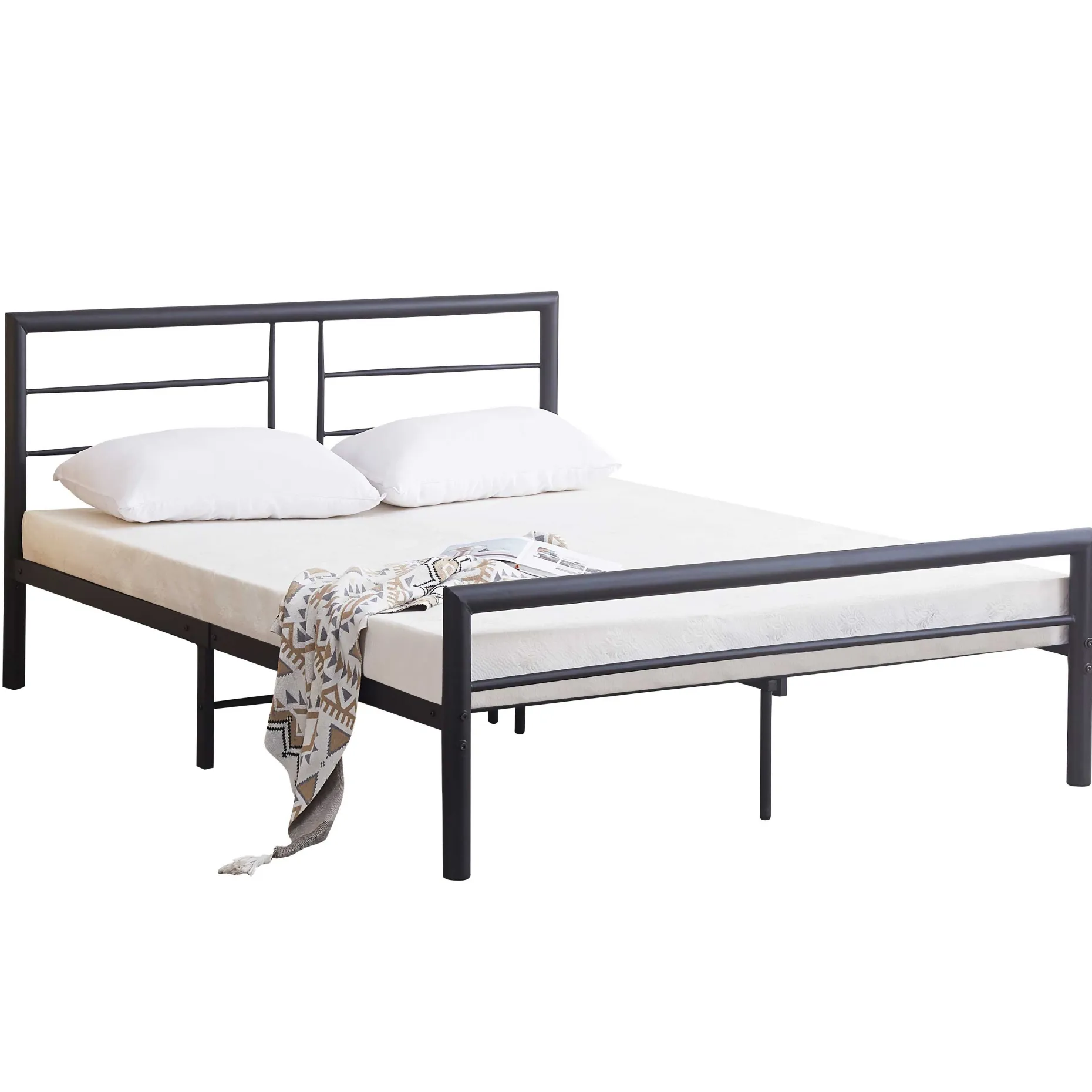 Dixon Metall-Doppelbett - 140x200cm - mattschwarz
