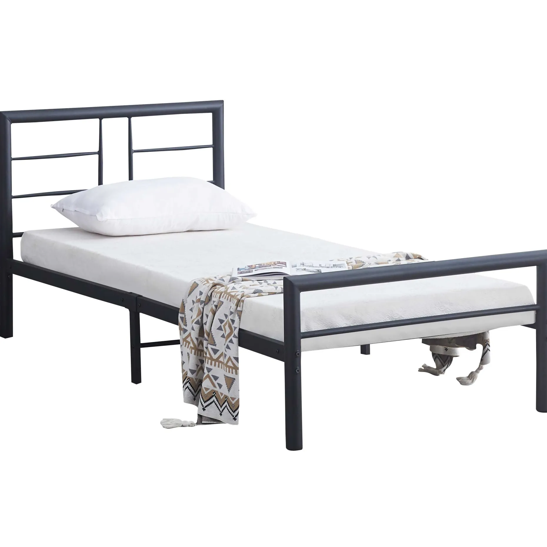 Dixon Metall Einzelbett - 90x200cm - mattschwarz