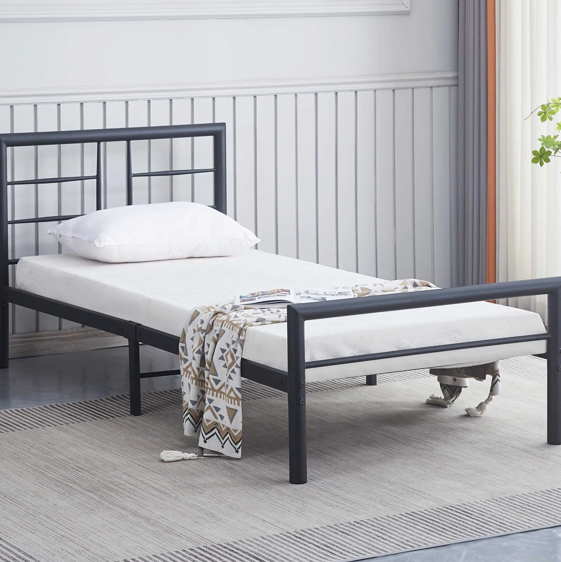 Dixon Metall Einzelbett - 90x200cm - mattschwarz