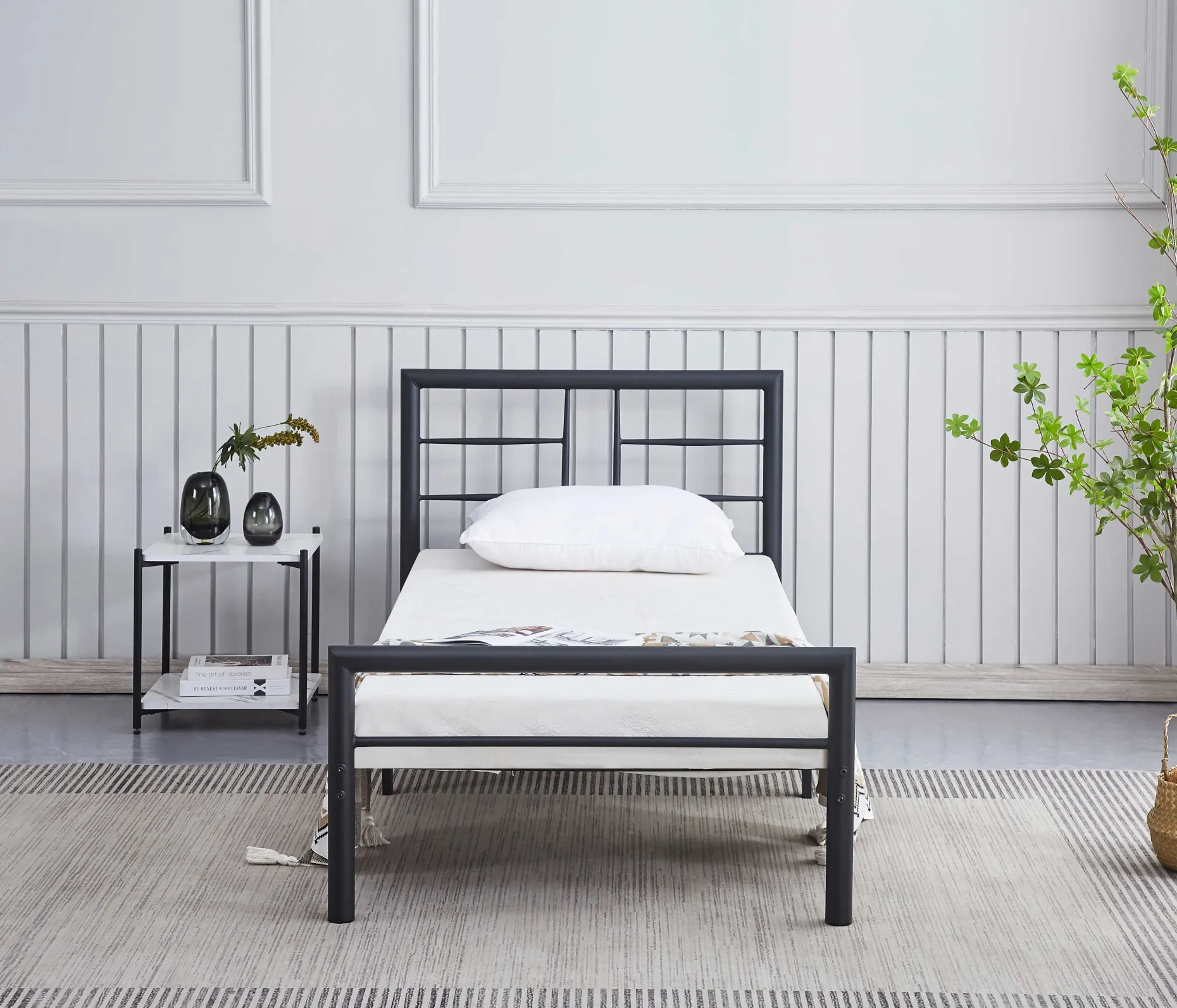 Dixon Metall Einzelbett - 90x200cm - mattschwarz