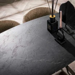 Emob Dänischer Bar-Tisch Oval 140 cm - Graphit 3D Melamin
