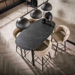 Emob Dänischer Bar-Tisch Oval 140 cm - Graphit 3D Melamin