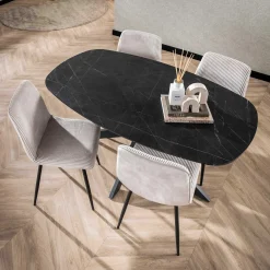 Emob Dänischer Esstisch Oval 150 cm Graphit Melamin