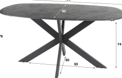 Emob Dänischer Esstisch Oval 150 cm Graphit Melamin