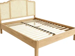 Doppelbet Prestige - 140x200cm - mit Lattenrost - Eichenholz/Rattan
