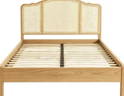 Doppelbet Prestige - 140x200cm - mit Lattenrost - Eichenholz/Rattan
