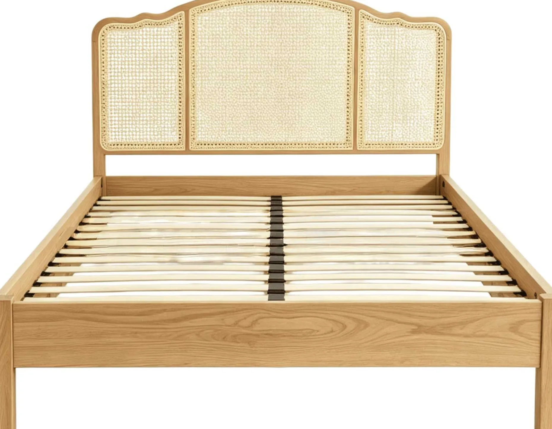 Doppelbet Prestige - 140x200cm - mit Lattenrost - Eichenholz/Rattan