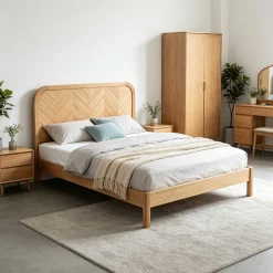 Doppelbett Alessia - 140x200cm - mit Lattenrost - massiver Eiche