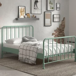 Doppelbett Bronxx Metall 140x200 - matt olivgrün