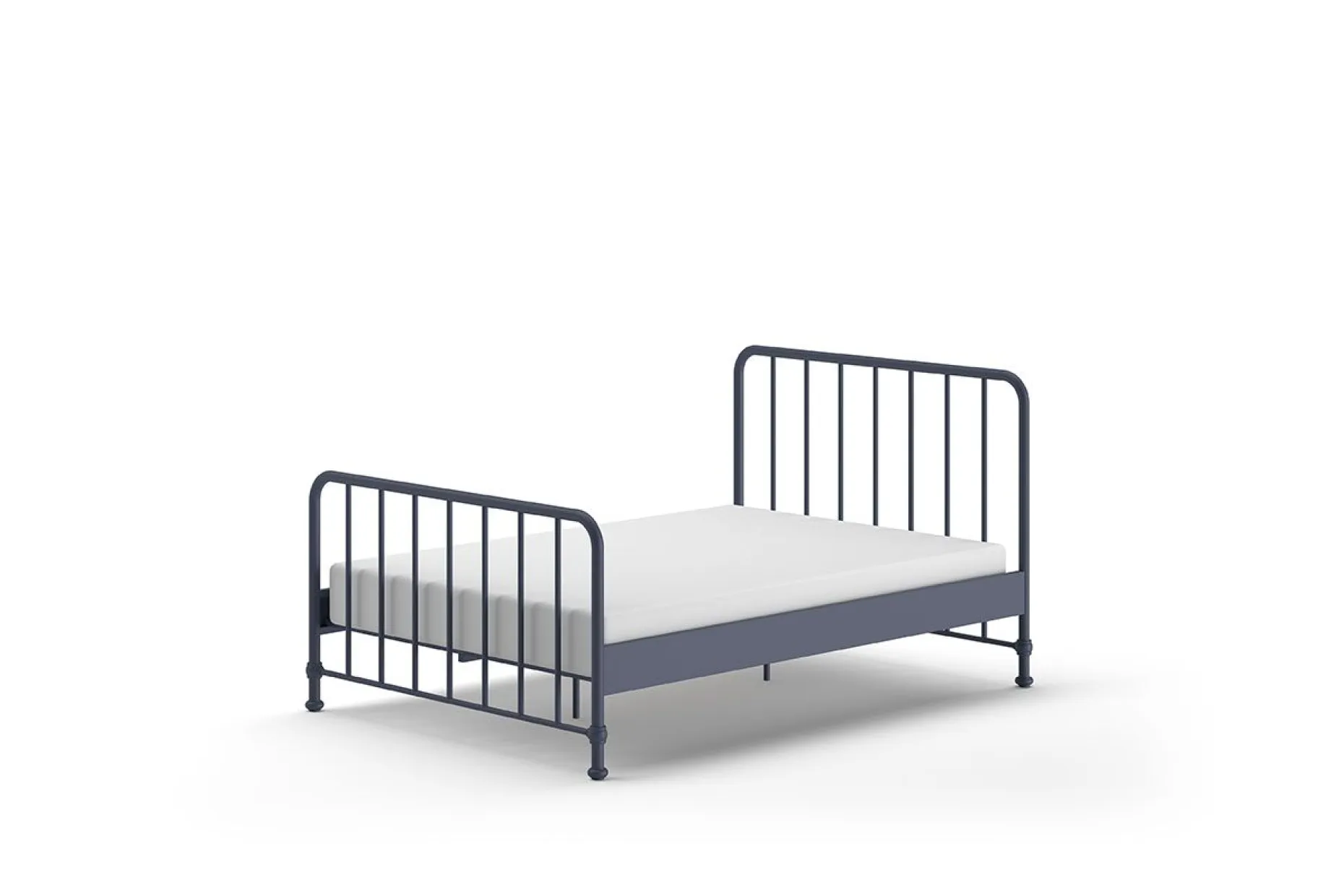 Doppelbett Bronxx Metall 140x200 - matt blau denim