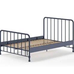 Doppelbett Bronxx Metall 140x200 - matt blau denim