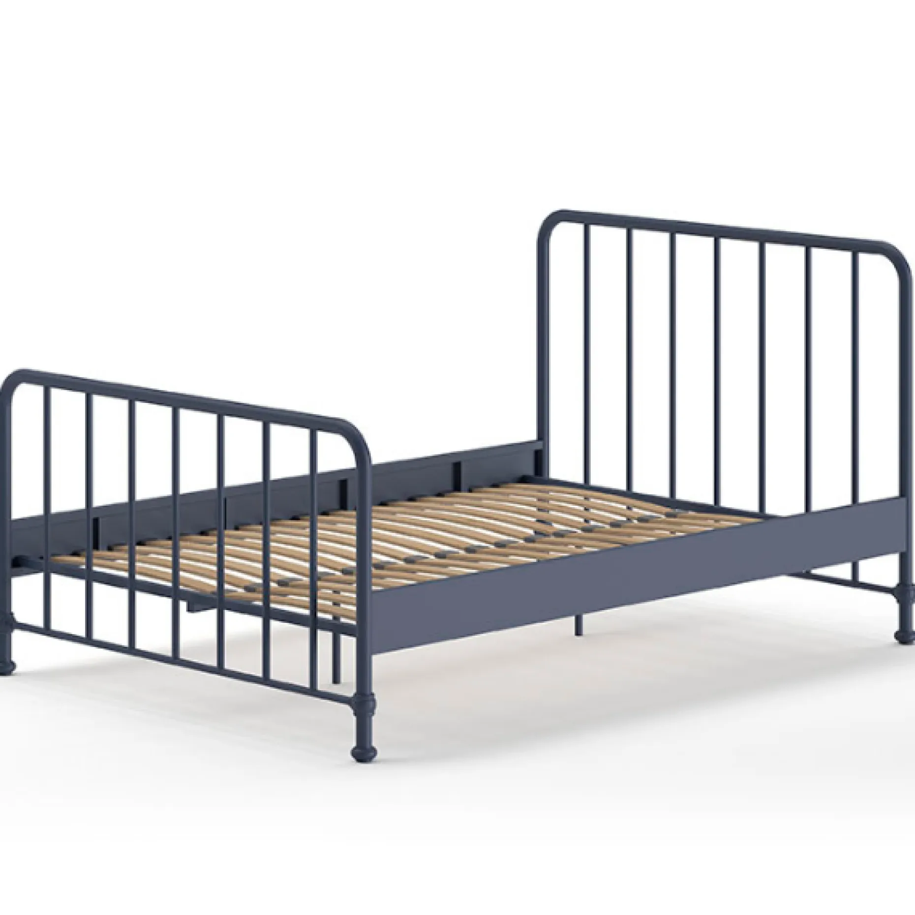 Doppelbett Bronxx Metall 140x200 - matt blau denim