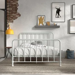 Doppelbett Bronxx Metall 140x200 - matt weiß
