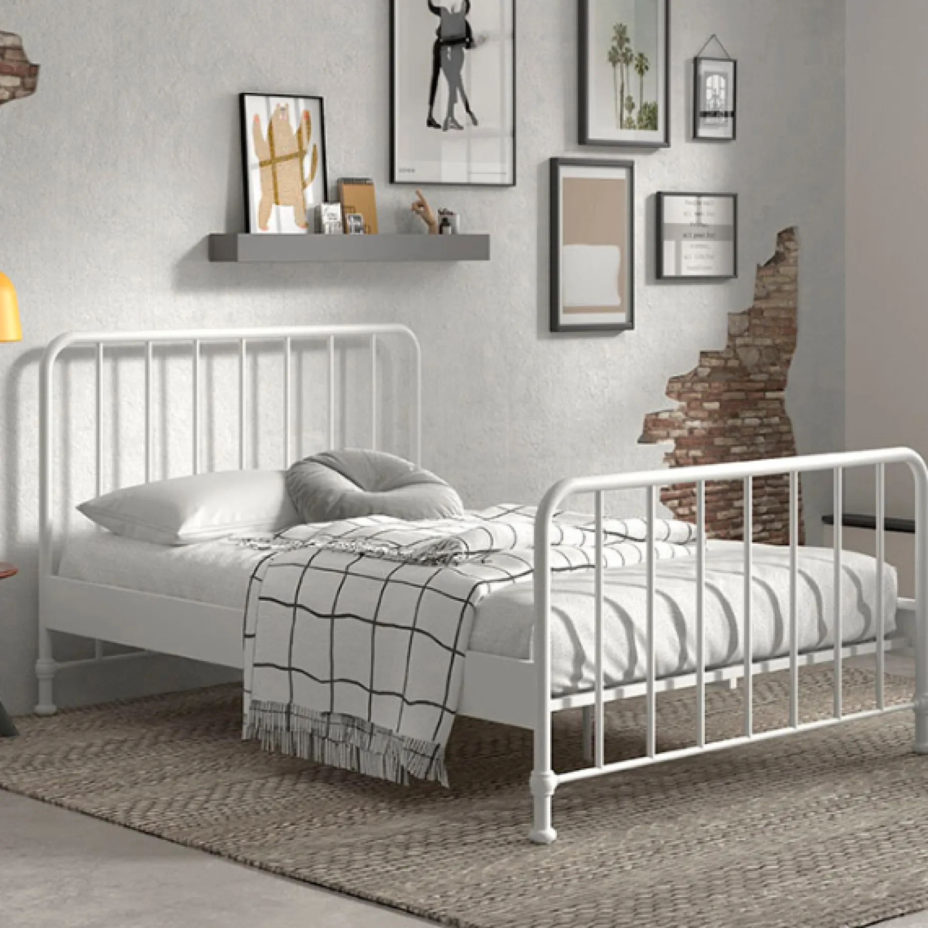 Doppelbett Bronxx Metall 140x200 - matt weiß