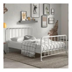 Doppelbett Bronxx Metall 140x200 - matt weiß