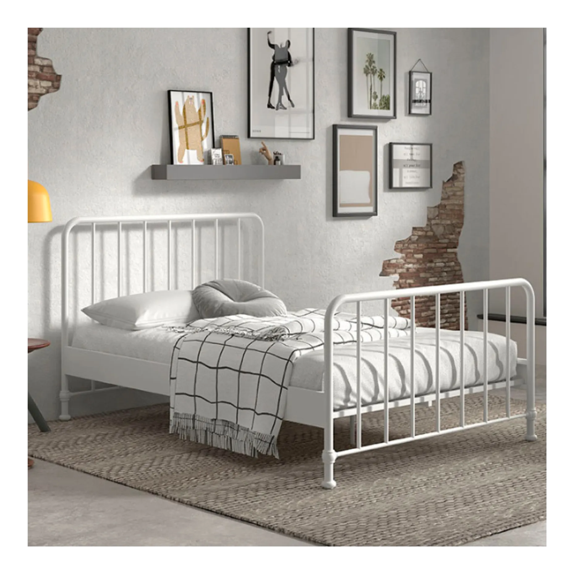 Doppelbett Bronxx Metall 140x200 - matt weiß