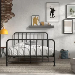 Doppelbett Bronxx Metall 140x200 - mattschwarz