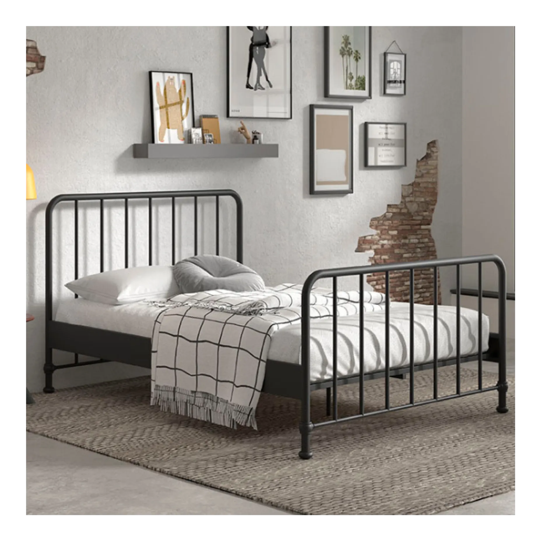 Doppelbett Bronxx Metall 140x200 - mattschwarz
