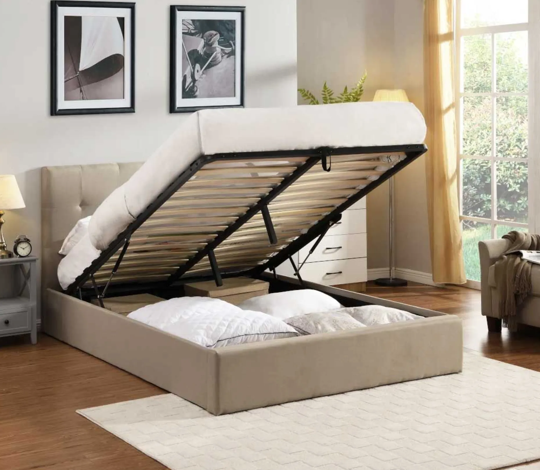 Doppelbett Corbi mit Lagerung 140x200 - Sand