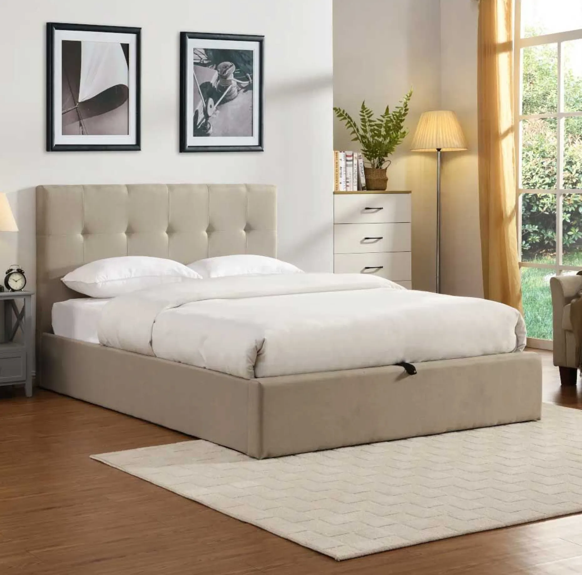 Doppelbett Corbi mit Lagerung 140x200 - Sand