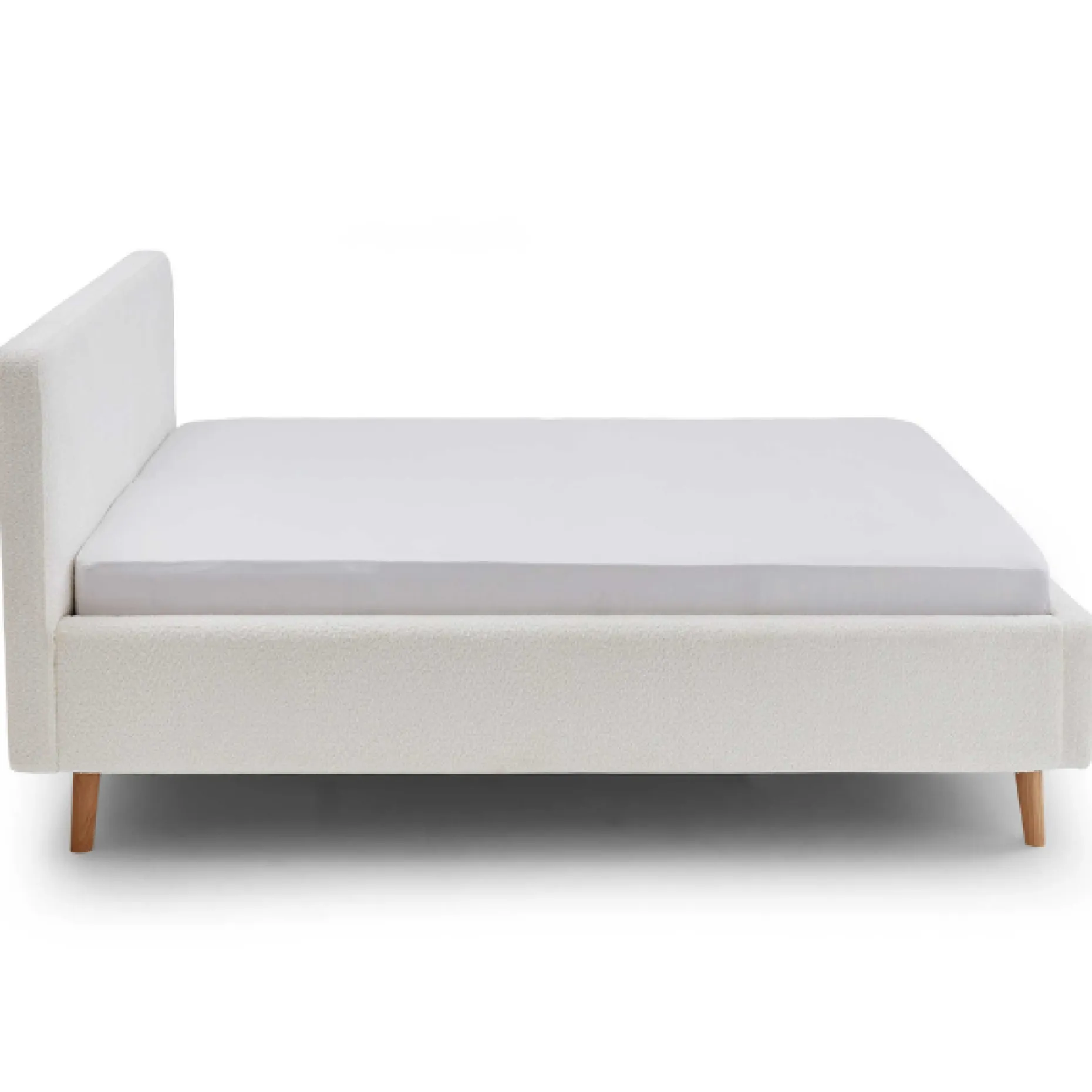 Doppelbett Dalila 180x200cm Teddy-Stoff mit Stauraum - weiß