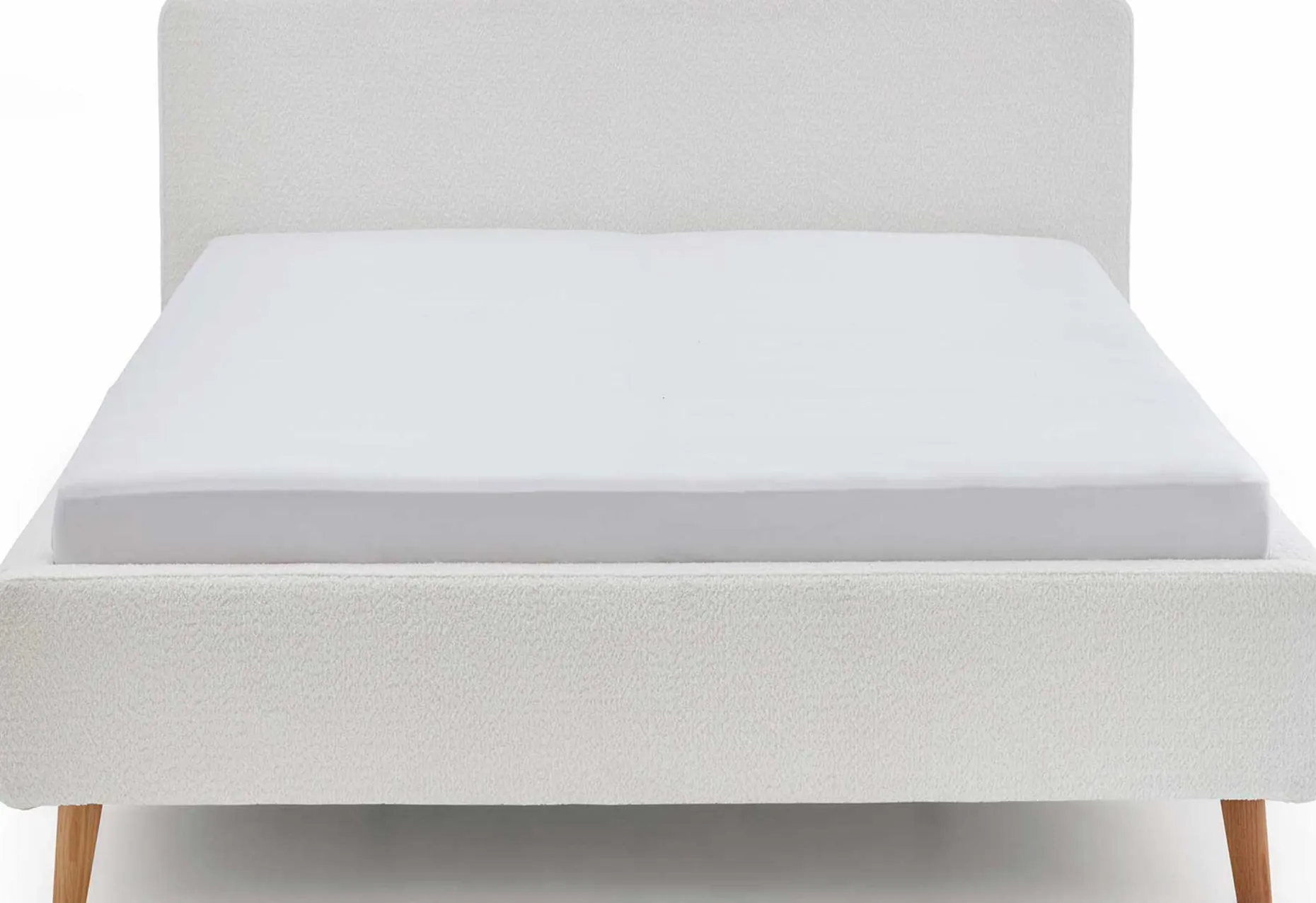Doppelbett Dalila 160x200cm Teddystoff - weiß