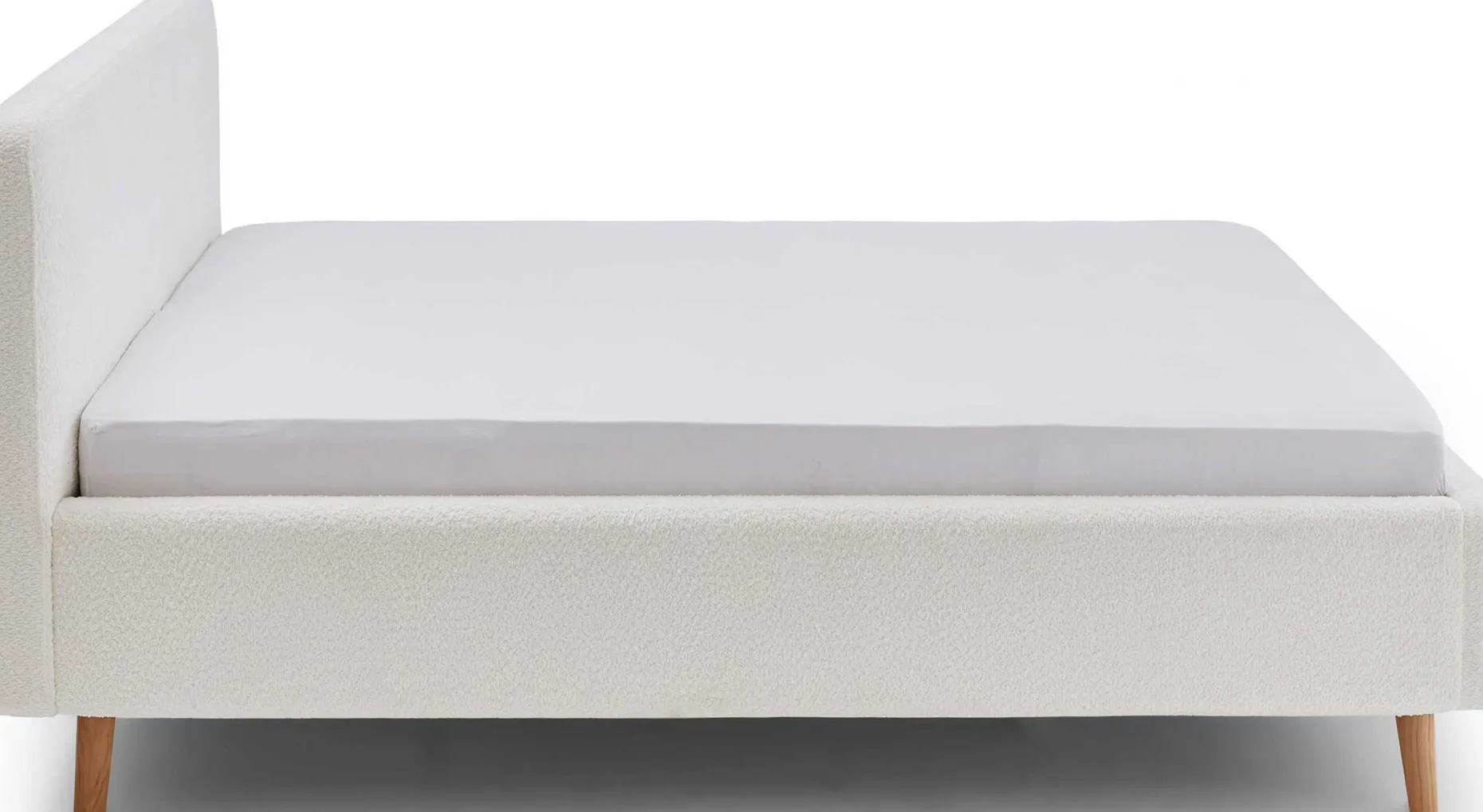 Doppelbett Dalila 160x200cm Teddystoff - weiß